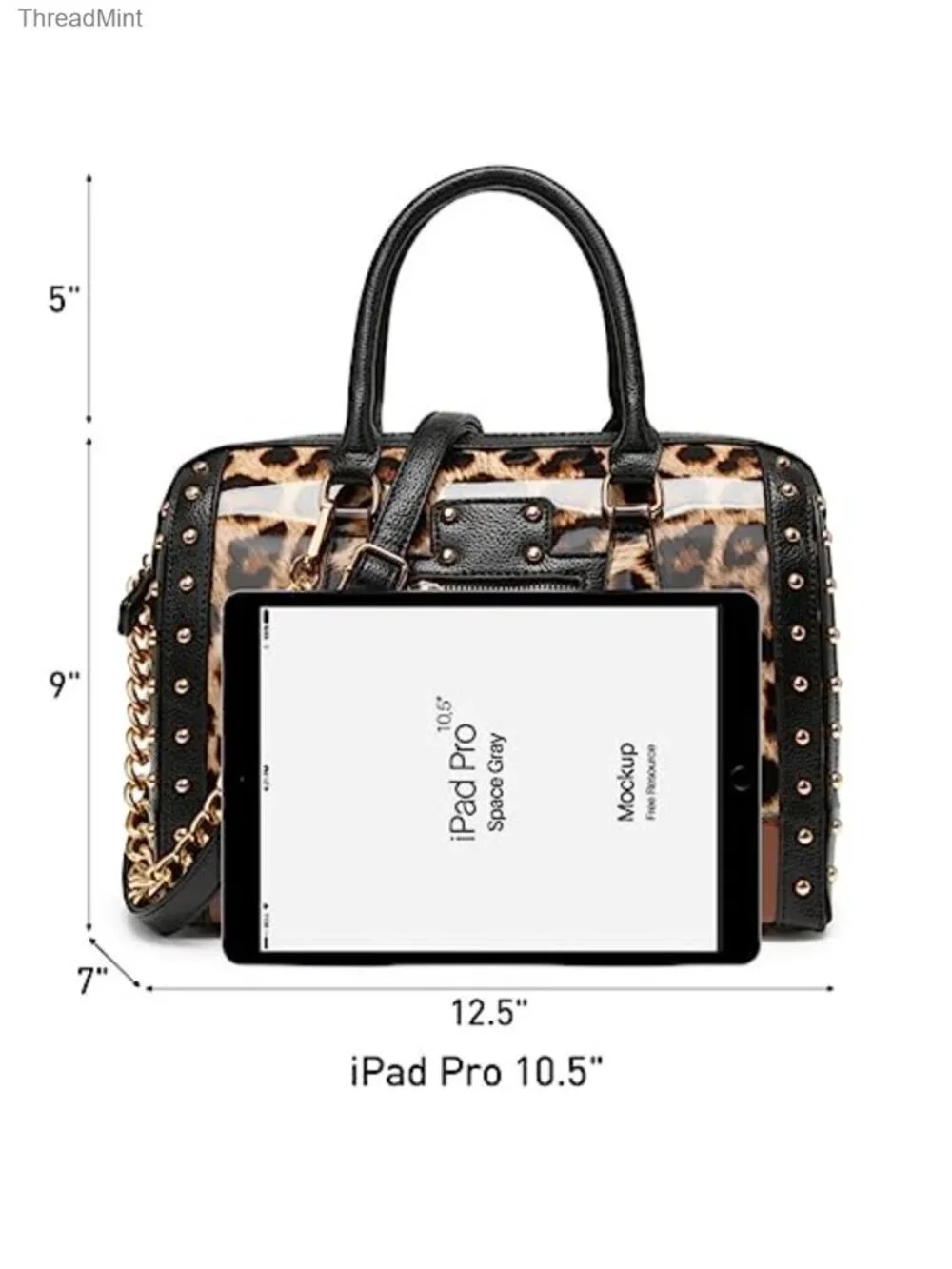 Shiny Patent Faux Leather Barrel Satchel Bag with Rivet Decoration Top Handle